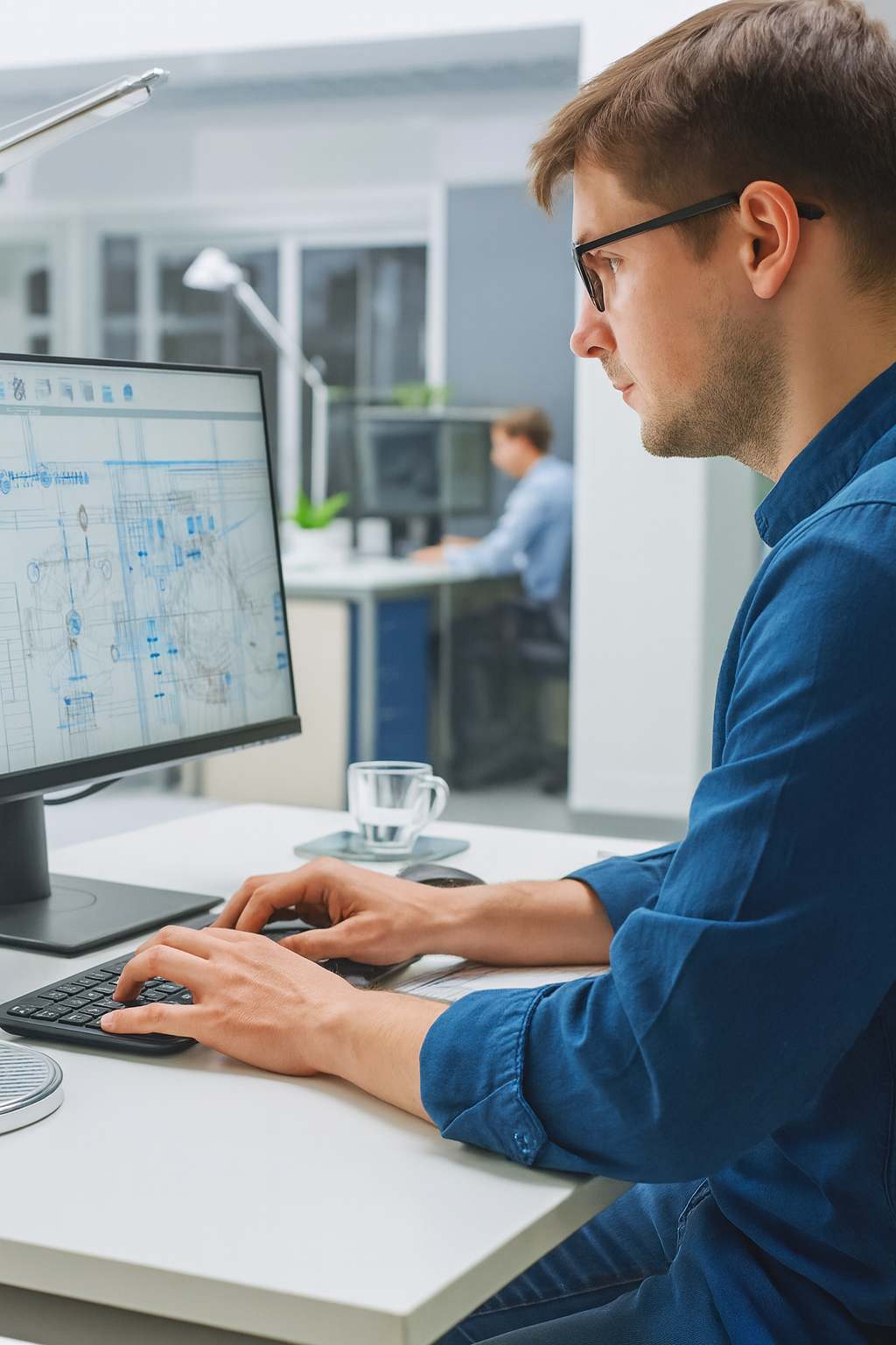 dessinateur projeteur en train de travailler